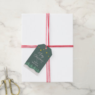 Papier-Winterwald Immergrüne Weihnachtsbäume Geschenkanhänger