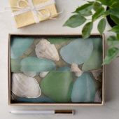 Papier zu Blauer und grünem Glas und Seashell-Gewe (Geschenk)