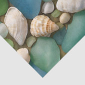 Papier zu Blauer und grünem Glas und Seashell-Gewe (Detail)