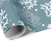 Papier zum Abpacken von Blauen und Weißkorallen Geschenkpapier (Rolleneckpunkt)