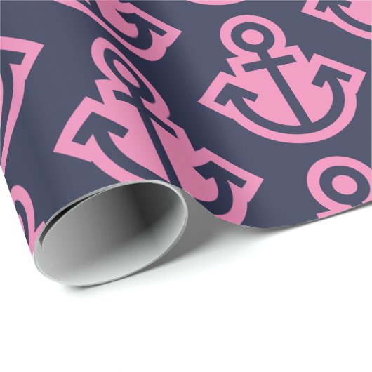 Papier zum Abwracken von Navy und Hellrosa Geschenkpapier (Rolleneckpunkt)