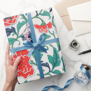 Papier zum Abziehen des roten Blumenmusters Geschenkpapier