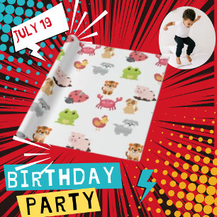 Papier zum Sammeln von tierischem Cartoon Geschenkpapier