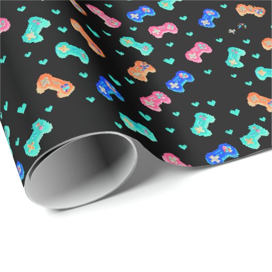 Papier zum Umblättern von Pixel-Herz und -Controll Geschenkpapier (Rolleneckpunkt)