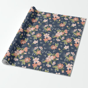 Papier zum Umschlag von Navy Blue & Blush Floral & Geschenkpapier