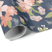 Papier zum Umschlag von Navy Blue & Blush Floral & Geschenkpapier (Rolleneckpunkt)