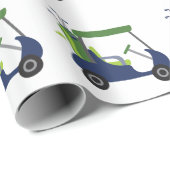 Papier zum Wrapping von "Navy & Green Golf Cart" Geschenkpapier (Rolleneckpunkt)