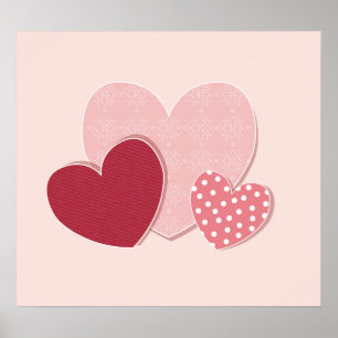 Papieraufkleber mit rosa Herz Poster