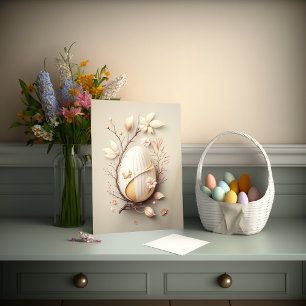 Papierausschnitt und Ostereier im Stil Origami Karte