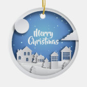 Papierausschnitt-Winter-Szene Keramik Ornament (Vorne)