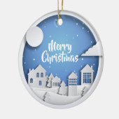 Papierausschnitt-Winter-Szene Keramik Ornament (Links)