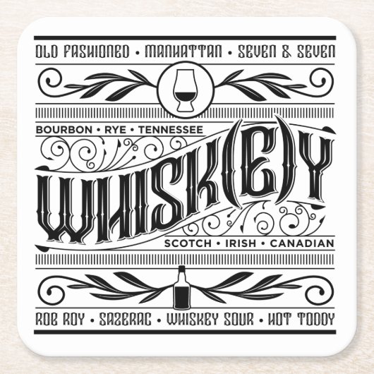 PapierBar-Untersetzer: Whisky/Whisky Rechteckiger Pappuntersetzer (Vorderseite)
