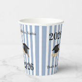 Papierbecher Blau & Weiß gestreift Abschluss 2026 (Rechts)