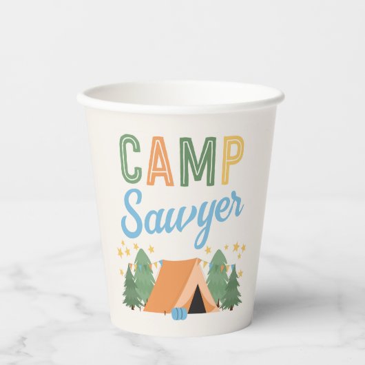 Papierbecher für Jungen-Camping-Party (Vorderseite)
