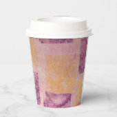 Papierbecher für lila und goldquadratisches Muster (Rückseite)