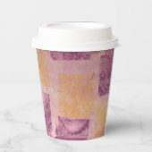 Papierbecher für lila und goldquadratisches Muster (Vorderseite)