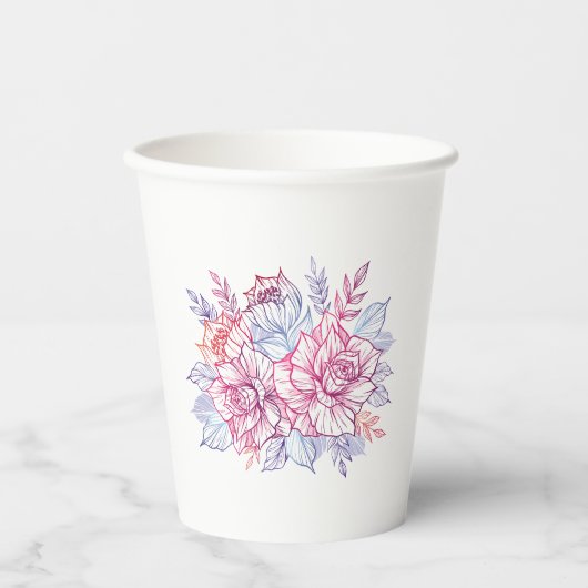 Papierbecher mit einem Blumenstrauß (Vorderseite)