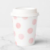 Papierbecher mit rosa und weißem Punkt, mit Deckel (Vorderseite)
