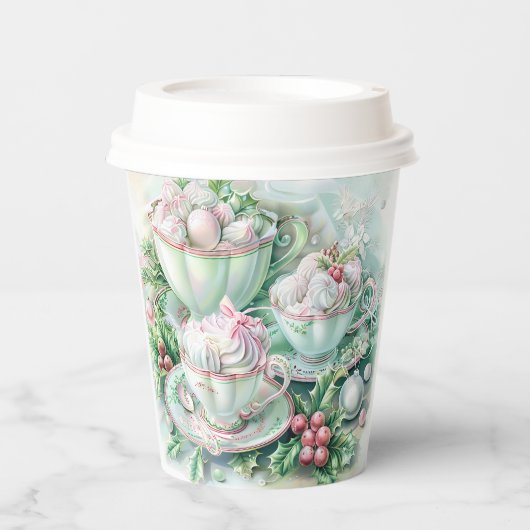 Papierbecher-Rosa viktorianisches Weihnachten Pappbecher (Vorderseite)