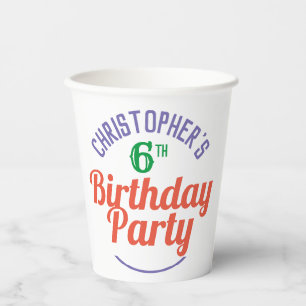 Papierbecher zum 6. Geburtstag eines Kindes