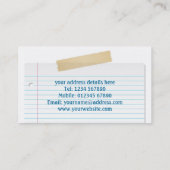 Papierbetriebskarte Visitenkarte (Rückseite)