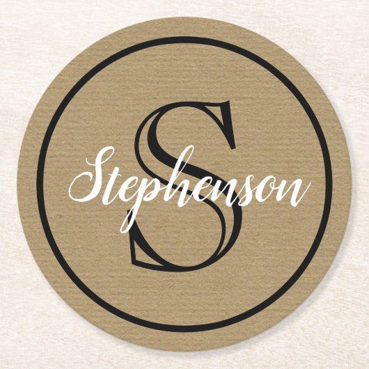 Papierbild für Monogramm Runder Pappuntersetzer (Vorderseite)