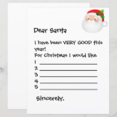 Papierblatt - Lieber Santa, ich hätte gerne... (Vorne/Hinten)