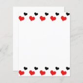 Papierblatt mit roten und schwarzen Herzen (Vorne/Hinten)