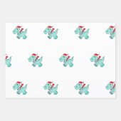 Papierblatt Set Dinosaurier in Weihnachtsmannmütze Geschenkpapier Set (Vorderseite 2)