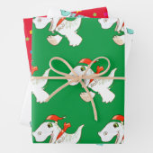 Papierblatt Set Dinosaurier in Weihnachtsmannmütze Geschenkpapier Set (Beispiel)