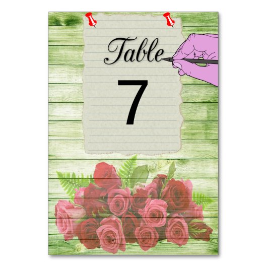 Papierblatt Tischnummer (Vorderseite)