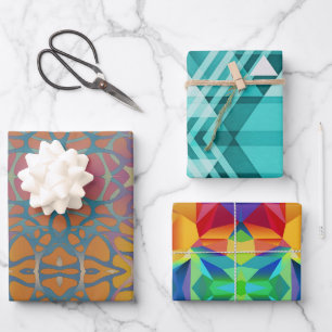 Papierblätter - Abstrakt farbig Geschenkpapier Set