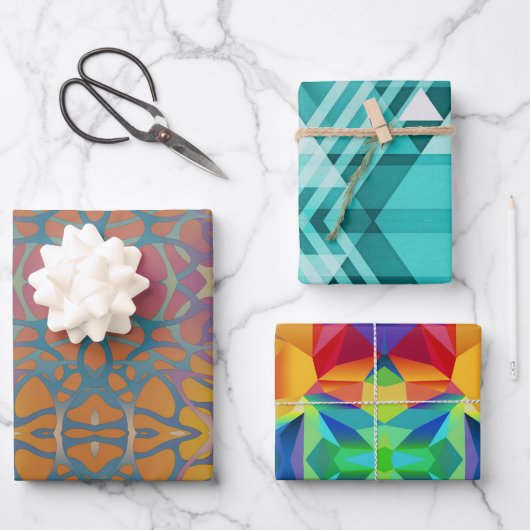 Papierblätter - Abstrakt farbig Geschenkpapier Set (Vorderseite)