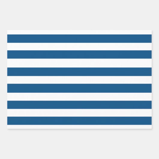 Papierblätter aus blau und weiß Streifen Geschenkpapier Set (Vorderseite 3)