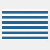 Papierblätter aus blau und weiß Streifen Geschenkpapier Set (Vorderseite)