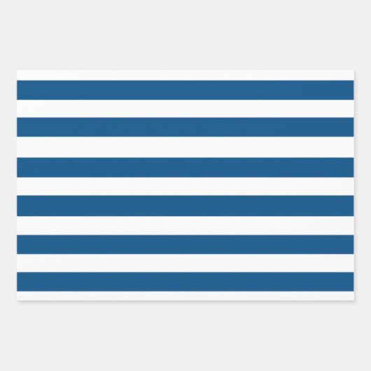 Papierblätter aus blau und weiß Streifen Geschenkpapier Set (Vorderseite)