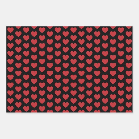 Papierblätter aus dunkelrotem und schwarzem Herz Geschenkpapier Set (Vorderseite 3)