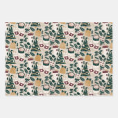 Papierblätter aus Gold, Holly und Kakao Geschenkpapier Set (Vorderseite)