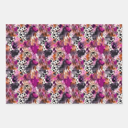 Papierblätter aus Leopard Geschenkpapier Set (Vorderseite)