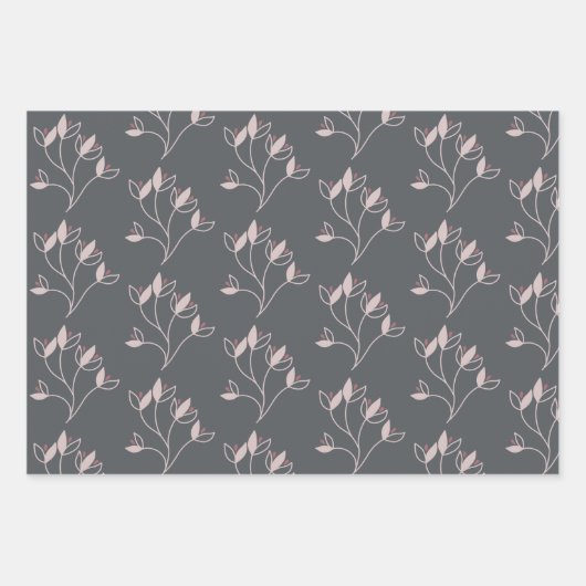 Papierblätter aus orangefarbenem und grauem Flor Geschenkpapier Set (Vorderseite 3)