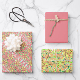 Papierblätter aus rosa Leaf Geschenkpapier Set