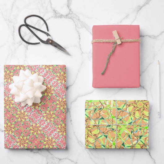 Papierblätter aus rosa Leaf Geschenkpapier Set (Vorderseite)