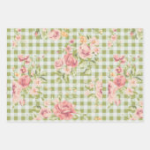 Papierblätter aus rosa und grünem Blumenmuster Geschenkpapier Set (Vorderseite 3)