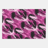 Papierblätter aus rosa und schwarzem Pinsel Geschenkpapier Set (Vorderseite 3)