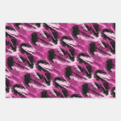 Papierblätter aus rosa und schwarzem Pinsel Geschenkpapier Set (Vorderseite)