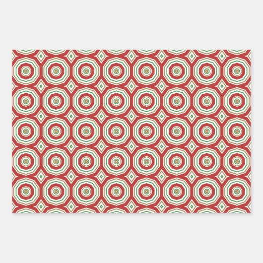 Papierblätter aus rotem, grünem Gold Geschenkpapier Set (Vorderseite 2)