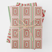 Papierblätter aus rotem, grünem Gold Geschenkpapier Set (Beispiel)