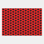 Papierblätter aus rotem und schwarzem Herz Geschenkpapier Set (Vorderseite 2)