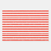 Papierblätter aus rotem und weißem Streifen Geschenkpapier Set (Vorderseite 2)