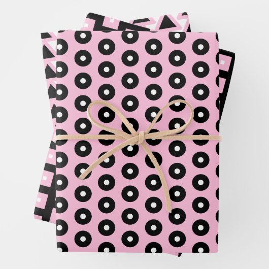 Papierblätter aus schwarz, rosa und weiß geschenkpapier set (Beispiel)